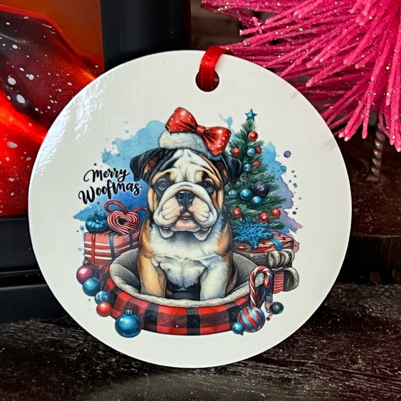 Hand Crafted Holiday English Bulldog Merry Woofmas Christmas